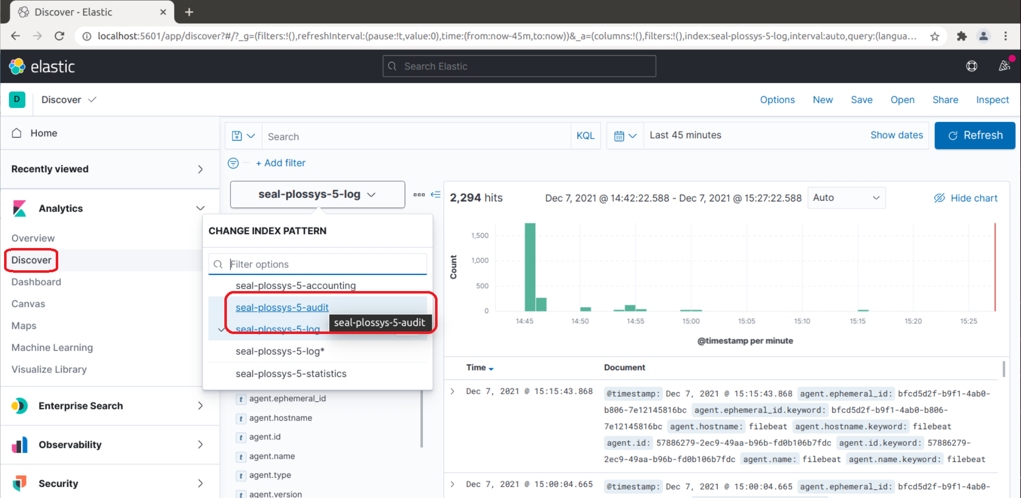 Select Audit Index Pattern